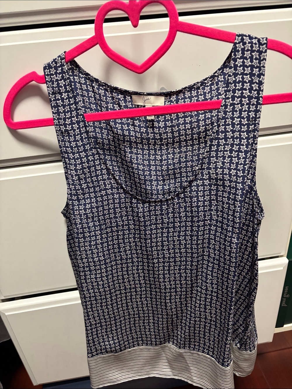Joie Navy and White Patterned Sleeveless Tank